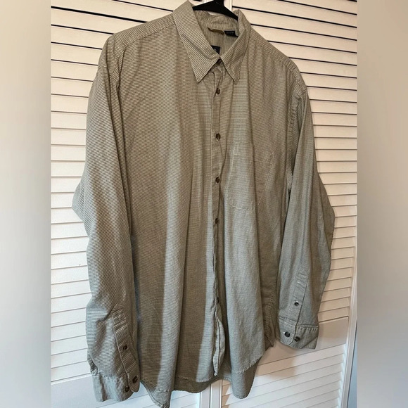 Izod Men’s Houndstooth Long Sleeve Button Down Shirt Size Large Cotton Green - Picture 6 of 16